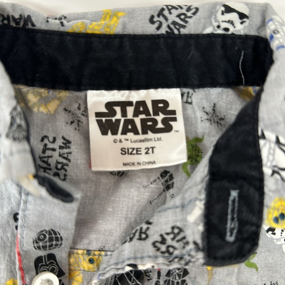Star Wars button up shirt size 2t more like size 1 - Picture 2 of 5